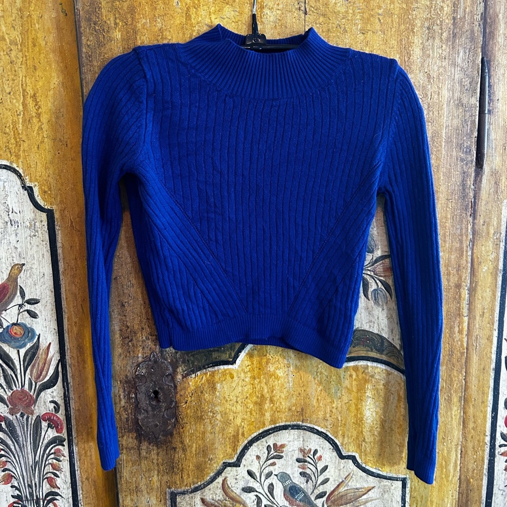 Cobalt blue Topshop crop sweater